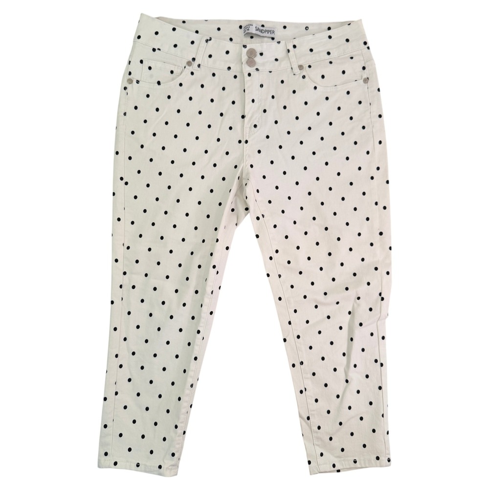 Polka Dot Ankle Jeans - White with Black Dots